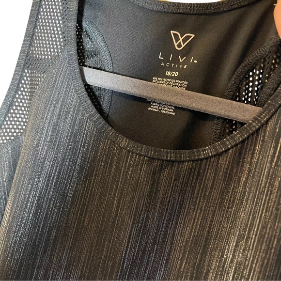 Lane Bryant LIVI Active Tank Top Plus Size 18/20 Gray Striped Mesh Trim Stretch - Picture 6 of 6